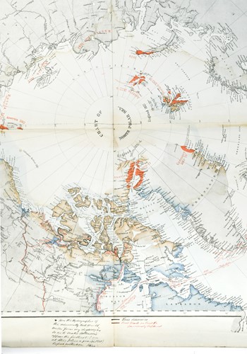 Lot 72 - RAE, John (1813-1893, Explorer and Surgeon) Historical North Polar Map - North West Passage.