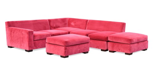 Lot 226 - Ralph Lauren Home, a large red upholstered modular corner sofa