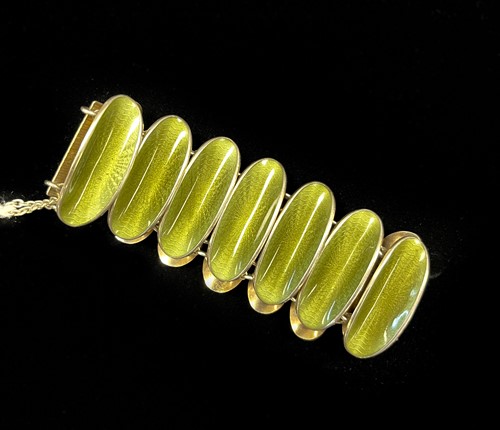 Lot 135 - Willy Winnaess for David Andersen of Norway, a silver and enamelled bracelet