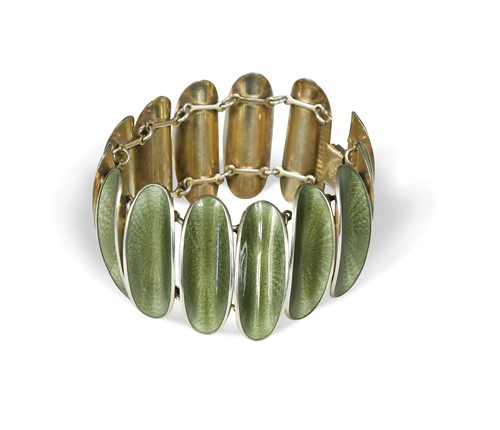 Lot 135 - Willy Winnaess for David Andersen of Norway, a silver and enamelled bracelet