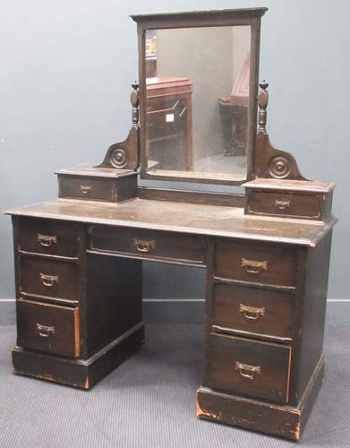 Lot 371 - An Aesthetic movement stained pine dressing...