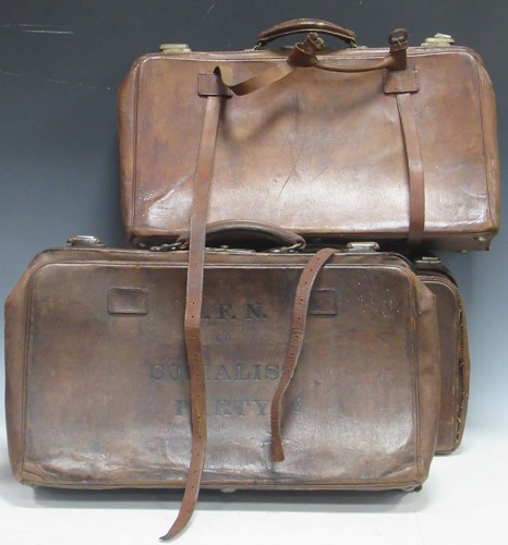 Lot 80 - A late 19th century leather expanding valise...