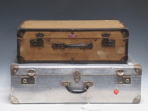 Lot 74 - A hessian wrapped suitcase by Icare of 2 Rue...