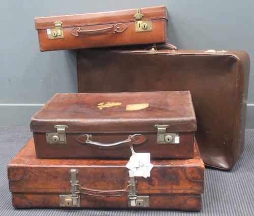 Lot 75 - A Harrod's brown leather suitcase, an another...