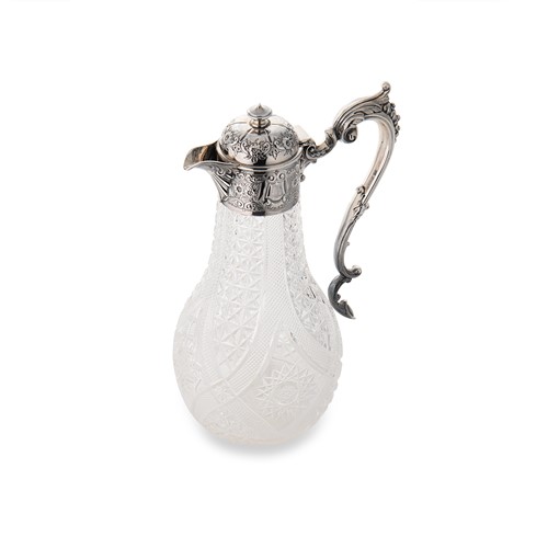 Lot 377 - A Victorian silver topped cut glass claret jug