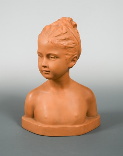 Lot 111 - A Goldscheider terracotta bust of a young female nude