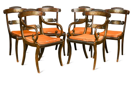 Lot 609 - A set of eight William IV faux rosewood dining chairs