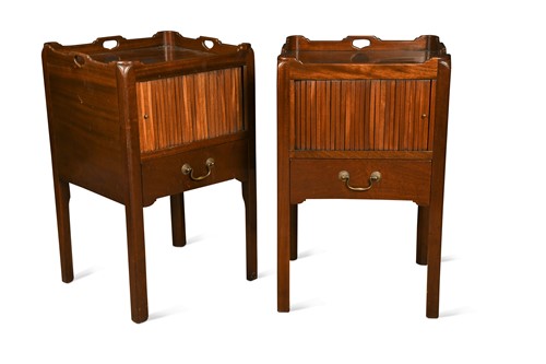 Lot 560 - A pair of George III style mahogany night cupboards