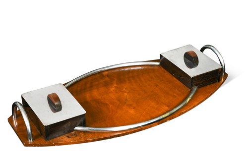 Lot 109 - An Art Deco walnut and coromandel cocktail tray, circa 1930