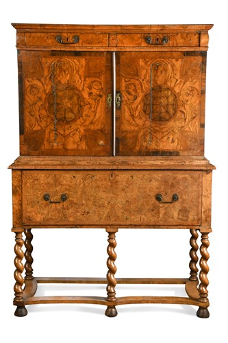 Lot 528 - An oyster veneered chest on stand, 17th century and later