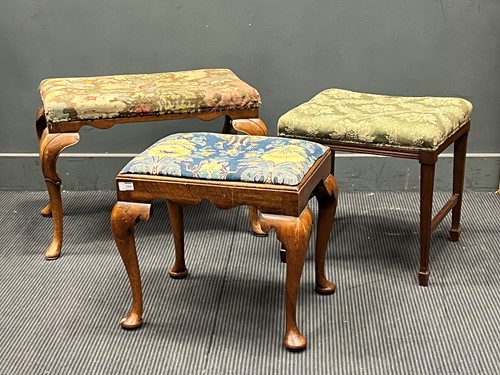 Lot 589 - A walnut Queen Anne style stool 44 x 50 x 40cm,...