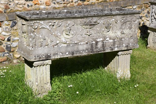 Lot 818 - Three Haddonstone composite garden planters