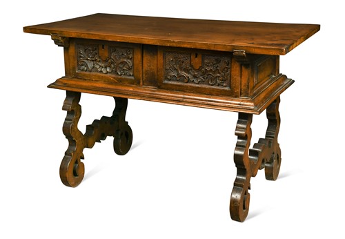 Lot 505 - A Baroque style walnut side table, 19th century
