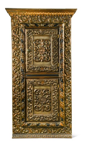 Lot 499 - A Continental Baroque style floor standing corner cabinet