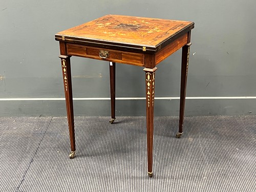 Lot 401 - An Edwardian rosewood and inlaid envelope card...
