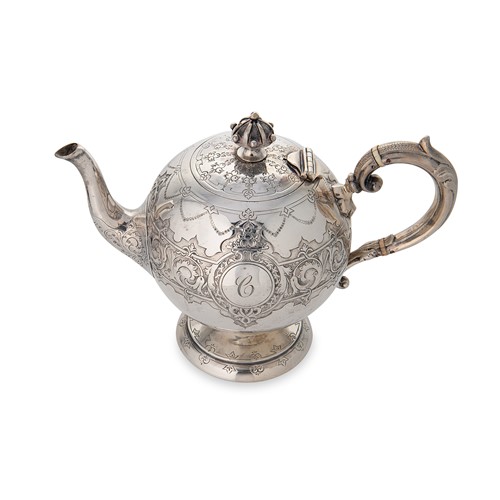 Lot 443 - Edinburgh - A late 19th century silver 'bullet' shaped teapot
