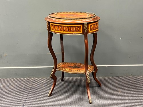 Lot 418 - A Continental marquetry two tier jardiniere,...