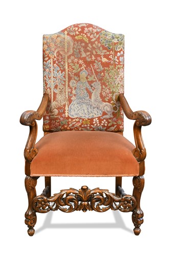Lot 381 - A Baroque style walnut and beech armchair, early 20th century