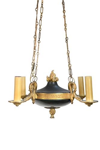 Lot 542 - An Empire style four branch Colza type ceiling light