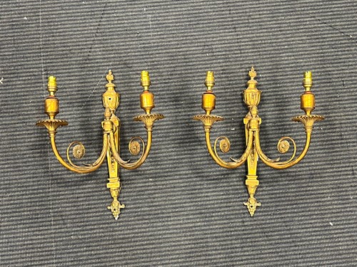 Lot 65 - A pair neo classical style of gilt metal twin...