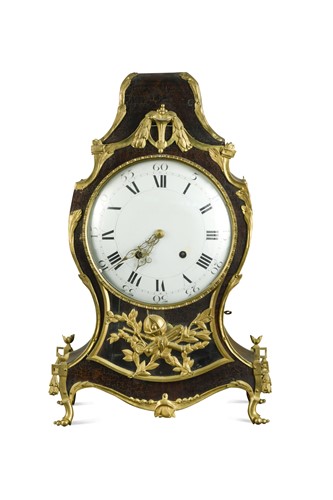 Lot 547 - A French Louis XV style painted wood bracket clock with bracket, 19th century