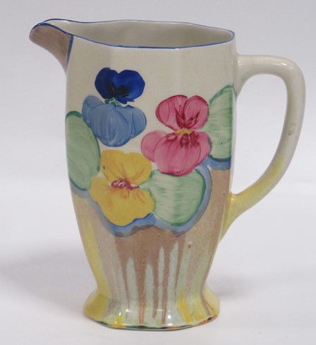 Lot 6 - A Clarice Cliff Pansies pattern jug