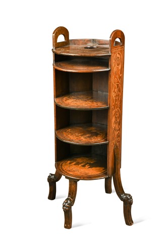 Lot 498 - An Italian mahogany and marquetry plate carrier, 19th century