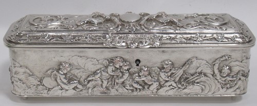 Lot 37 - Silver plated Continental box depicting...