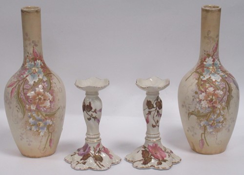 Lot 2 - A pair of Royal Bonn vases; together with a...