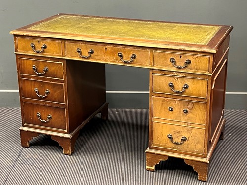 Lot 549 - A George III style mahogany pedestal desk,...