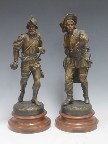 Lot 58 - A pair of spelter figures in 17th century...