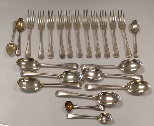 Lot 239 - A collection of silver flatware comprising 11...