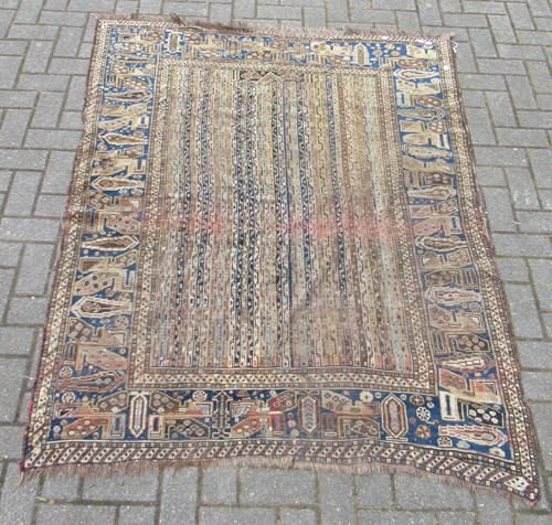 Lot 609 - A Caucasian rug, with striped field, 180 x...