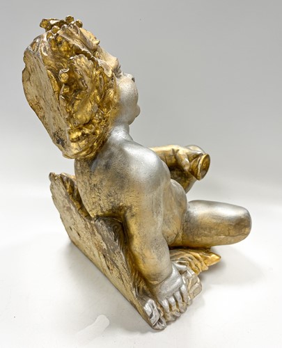 Lot 1 - A carved and gilded figure of a Bacchic putto, 19th or 20th century