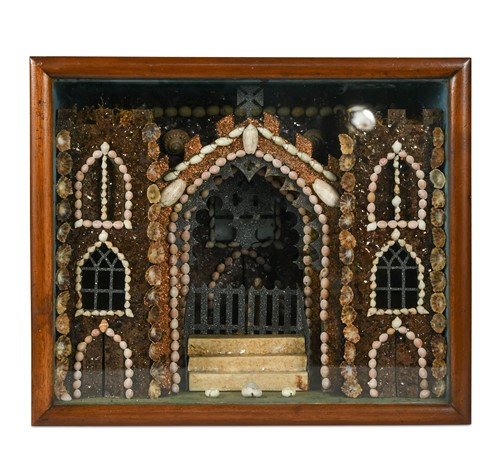 Lot 206 - A shellwork and glitter gothic fantasy diorama, 19th century