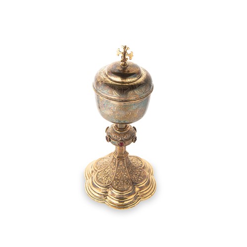 Lot 143 - An unmarked Puginesque gilt ciborium, 19th century