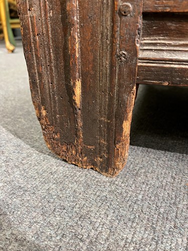 Lot 10 - An oak panelled coffer, 17th century