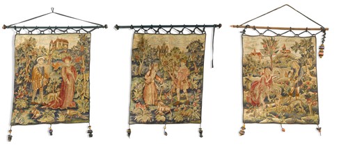 Lot 232 - Three tapestry banners, 19th century