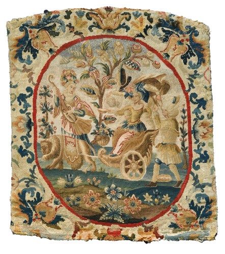 Lot 57 - A French stumpwork panel, 18th century