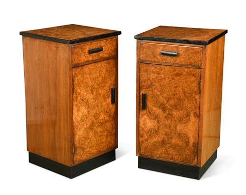 Lot 185 - A pair of Art Deco style walnut bedsides