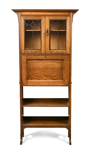 Lot 164 - An Arts & Crafts oak bureau bookcase