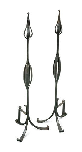 Lot 158 - A pair of Scottish School wrought iron andirons