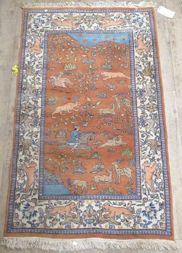 Lot 614 - Four assorted vintage rugs, including a tabriz...