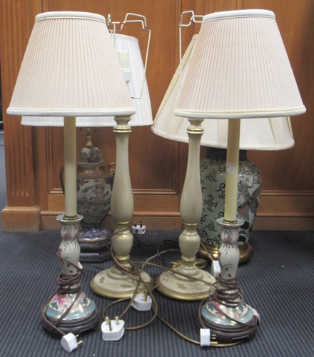 Lot 71 - Two modern Chinese vase lamps, a pair of...