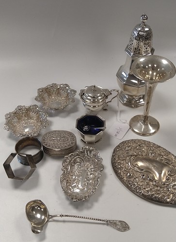 Lot 236 - A collection of silverware including cruets,...