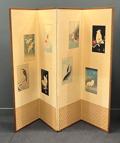 Lot 477 - A late 20th century four fold screen decorated...