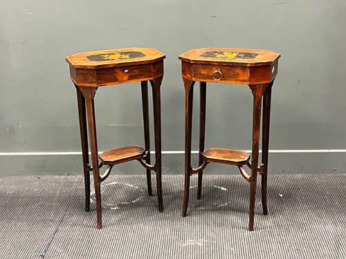 Lot 447 - A pair of late 19th century floral inlaid...
