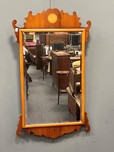 Lot 478 - A George III style yewwood fret wall mirror,...