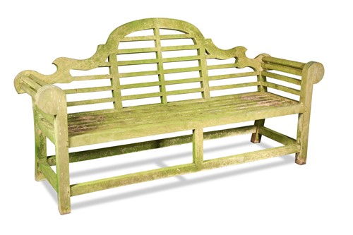 Lot 813 - A Lutyens style teak garden bench, late 20th century
