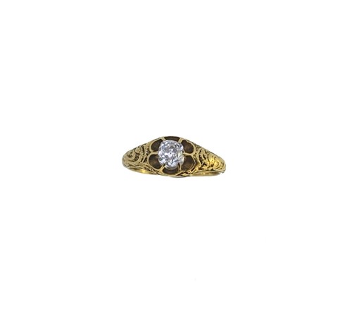 Lot 65 - A Victorian single stone diamond set memorial ring